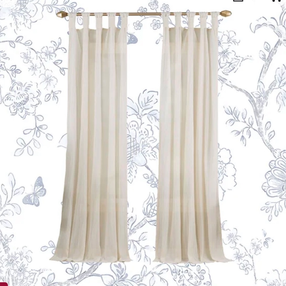 Semi sheer tab top single curtain panel